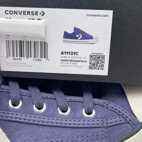 Converse Men’s Sneakers A11131C
STAR PLAYER 76 OX SHADOW PURPLE/EGRET/BLACK - Picture 16 of 16